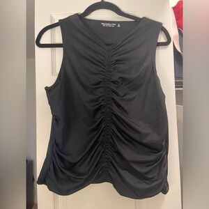 Abercrombie Black Sleeveless Ruched Top